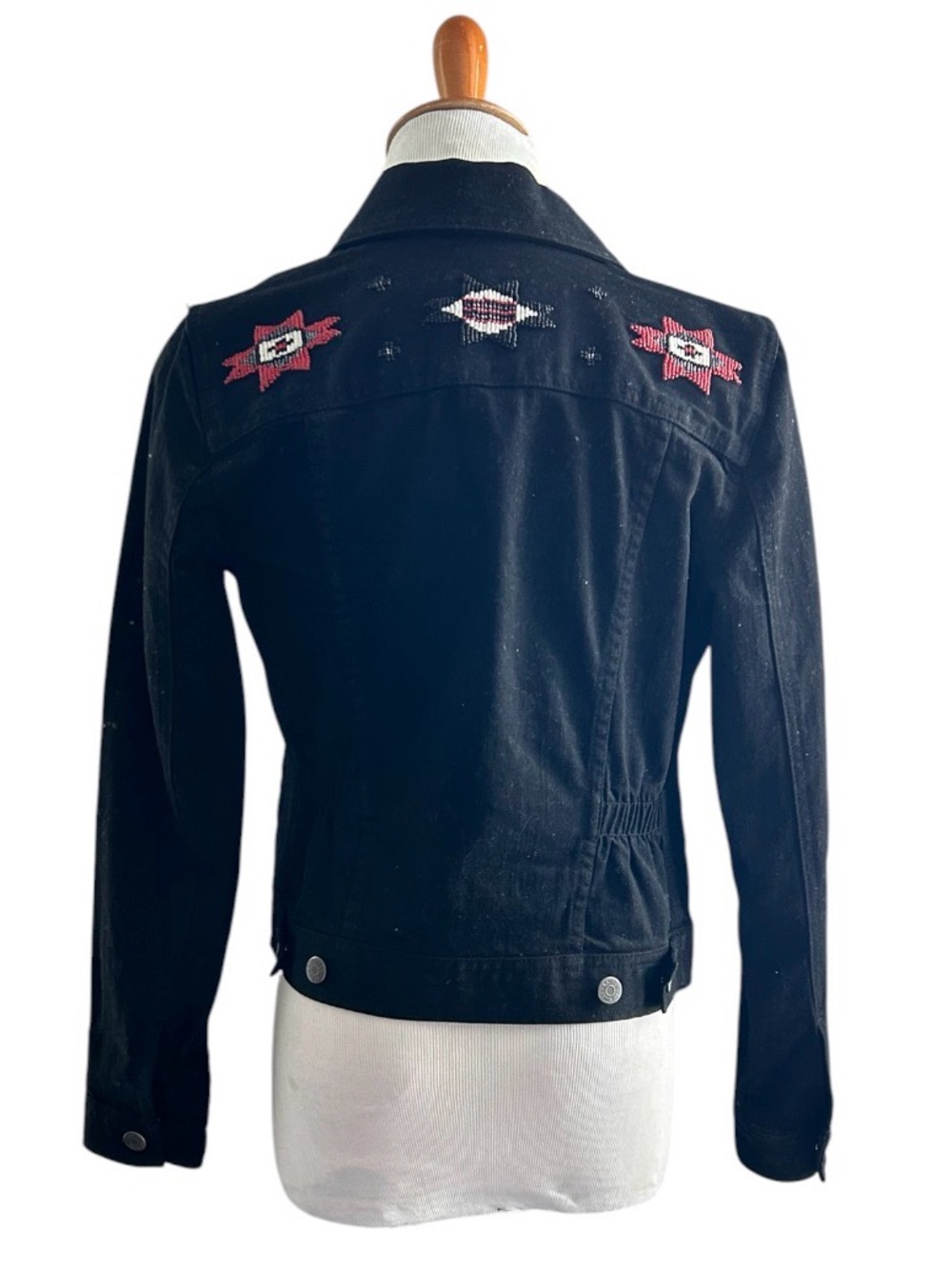 Ralph Lauren Black Zip-Front Women's Jean Jacket - Picture 3 of 4